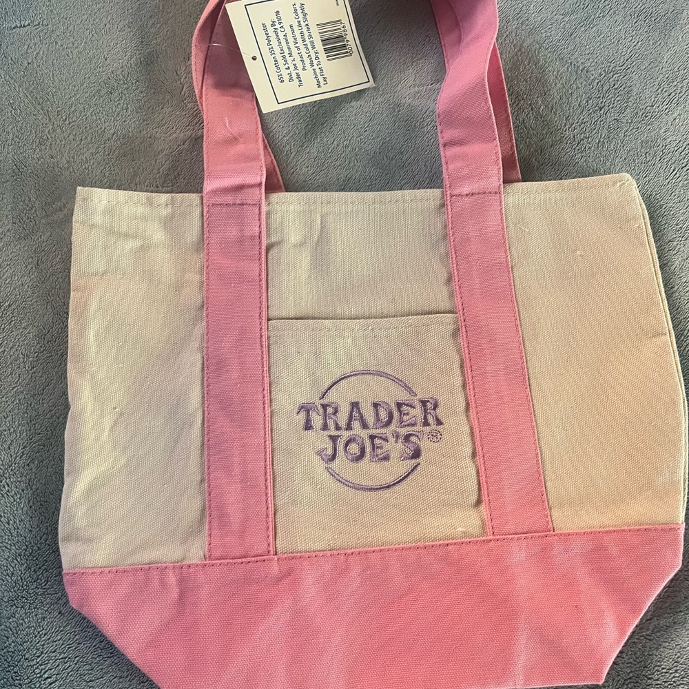 Trader Joe’s Pink & Cream Canvas Tote Bag